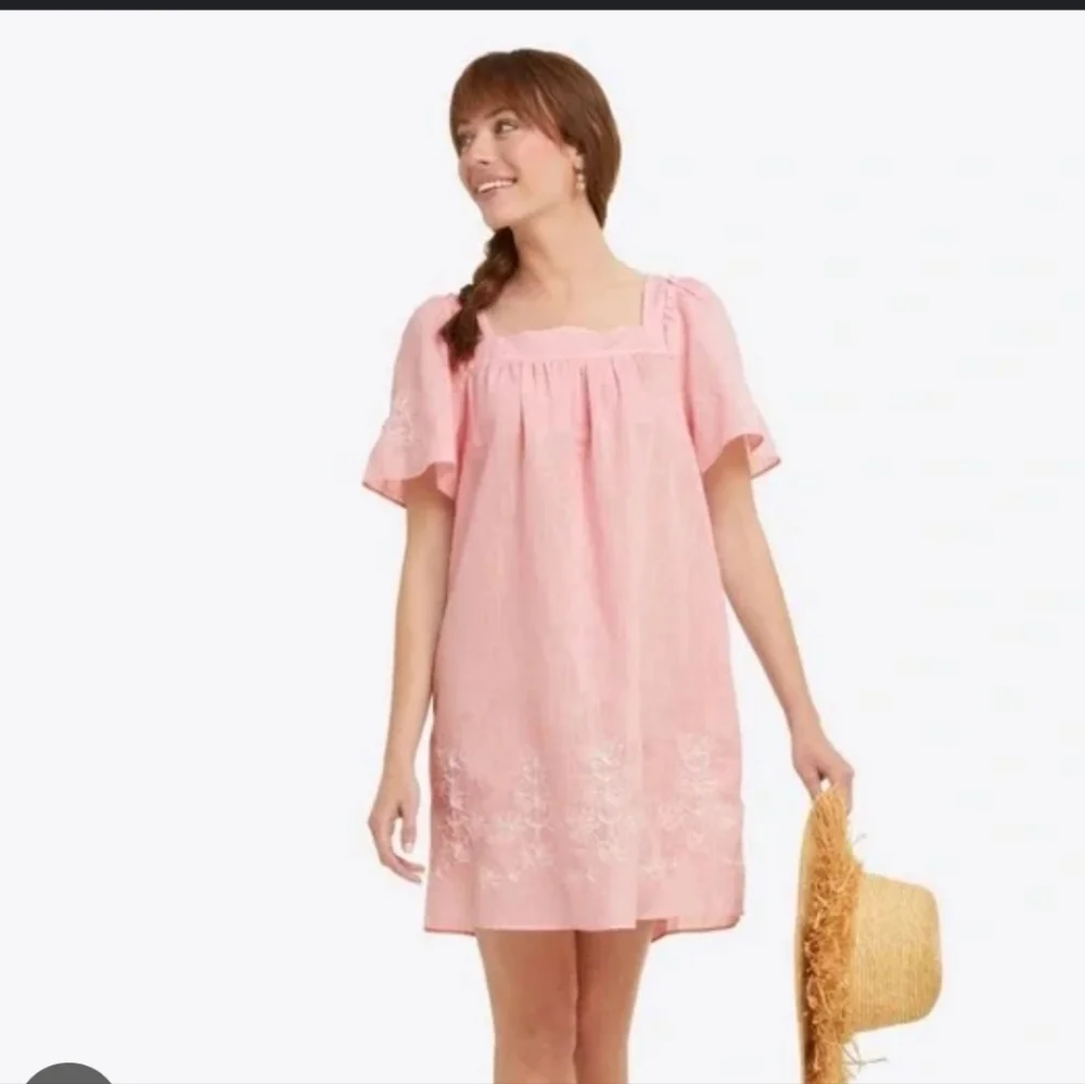 Draper james pink mini cotton floral embroidered maren shift dress - Picture 2 of 7